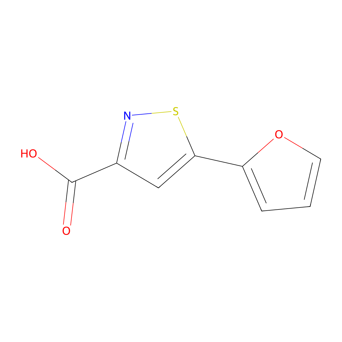 5-(Furan-2-yl)-1,2-thiazole-3-carboxylic acid molecular structure, CAS 1781547-54-3
