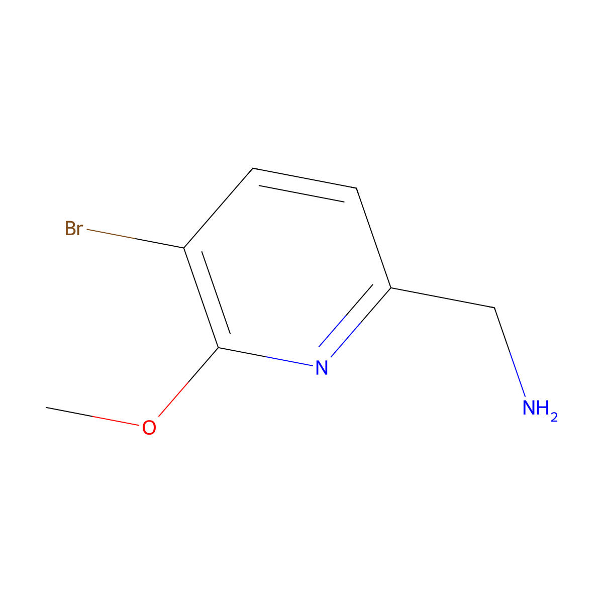 (5-Bromo-6-methoxypyridin-2-yl)methanamine molecular structure, CAS 1781548-31-9