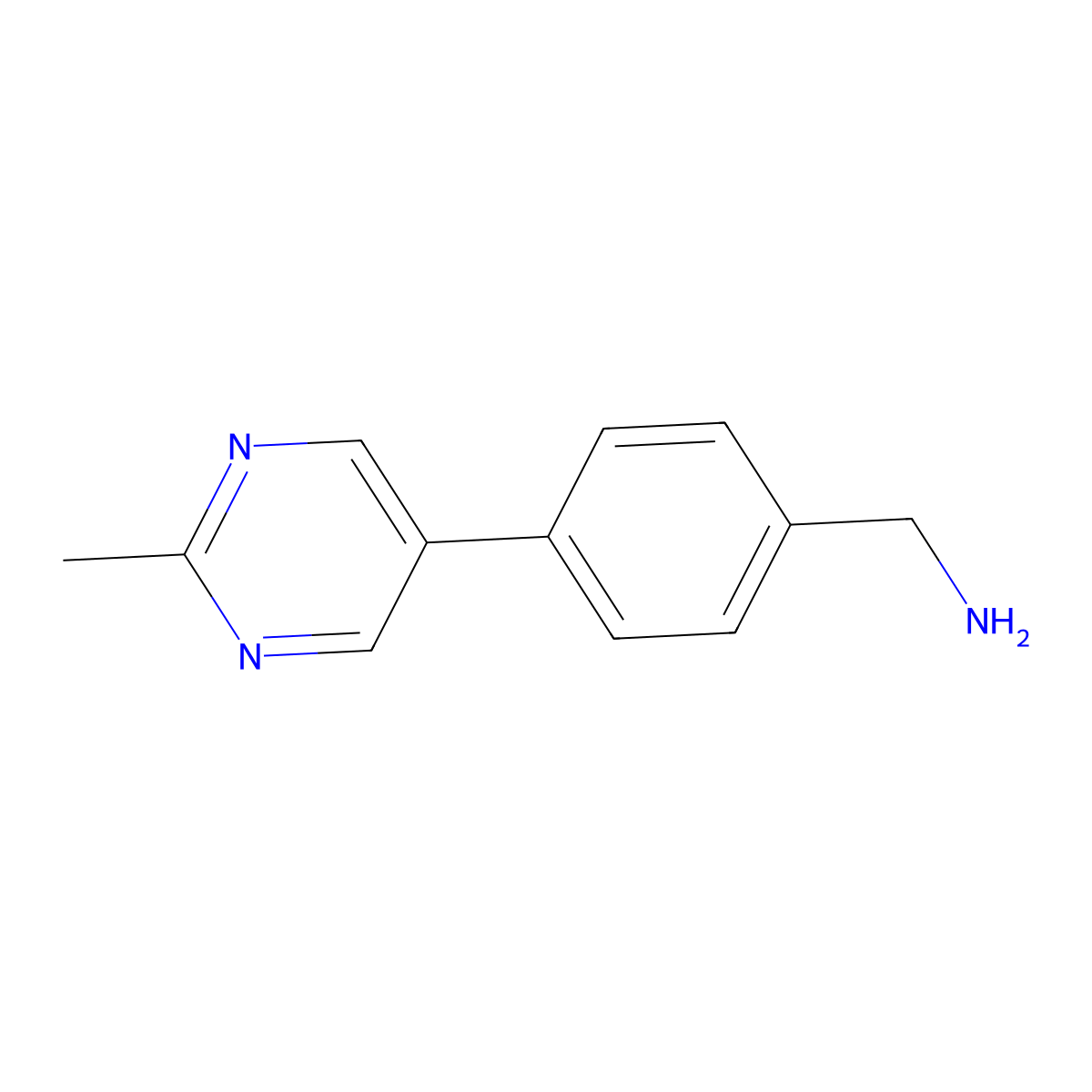 4-(2-methyl-5-pyrimidinyl)Benzenemethanamine molecular structure, CAS 1781557-89-8