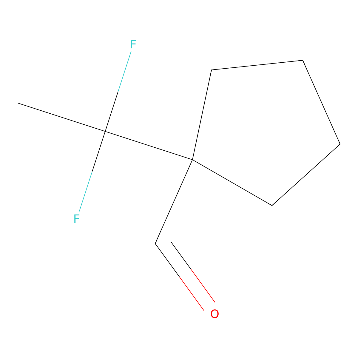 1-(1,1-Difluoroethyl)cyclopentane-1-carbaldehyde molecular structure, CAS 1781558-00-6