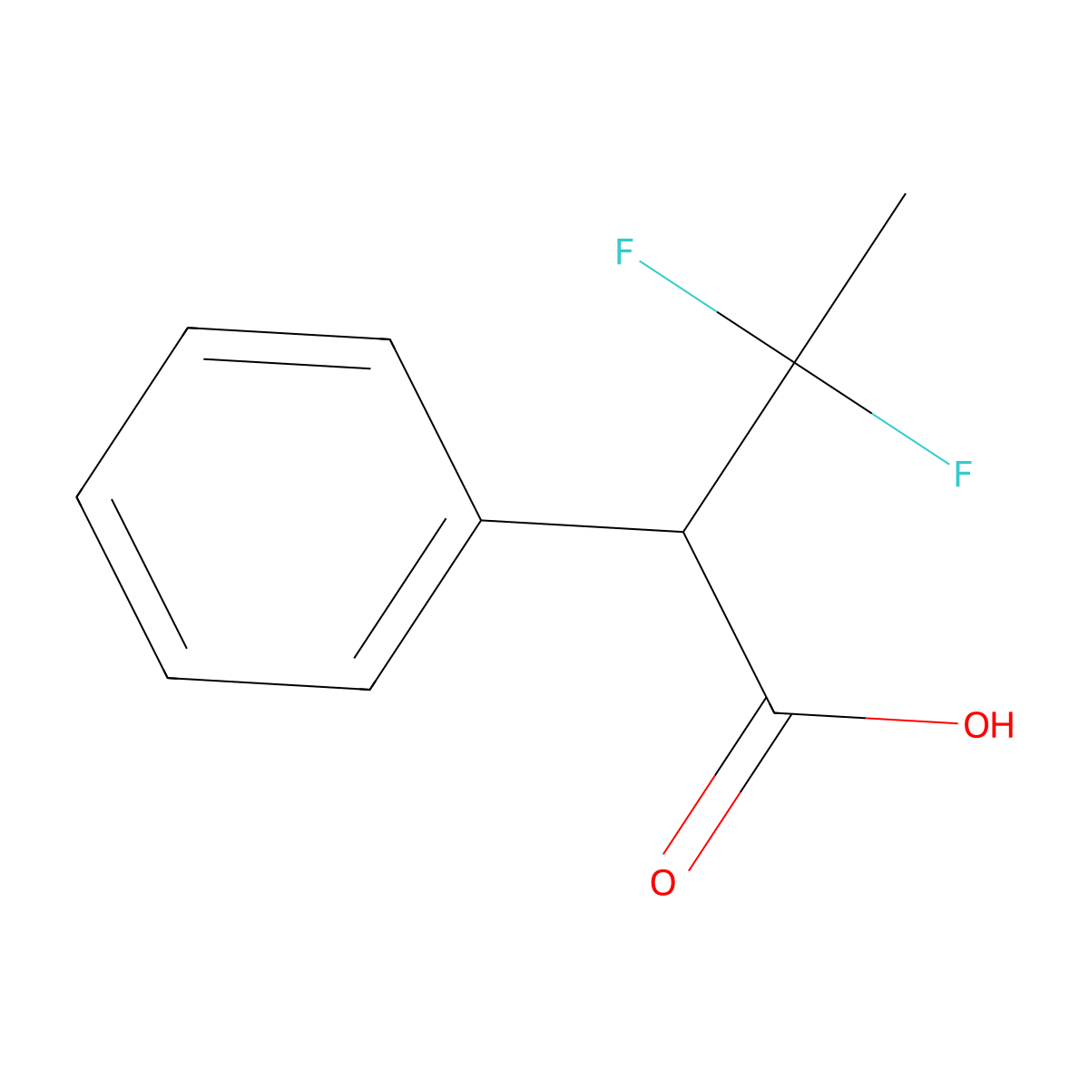 3,3-Difluoro-2-phenylbutanoic acid molecular structure, CAS 1781559-56-5