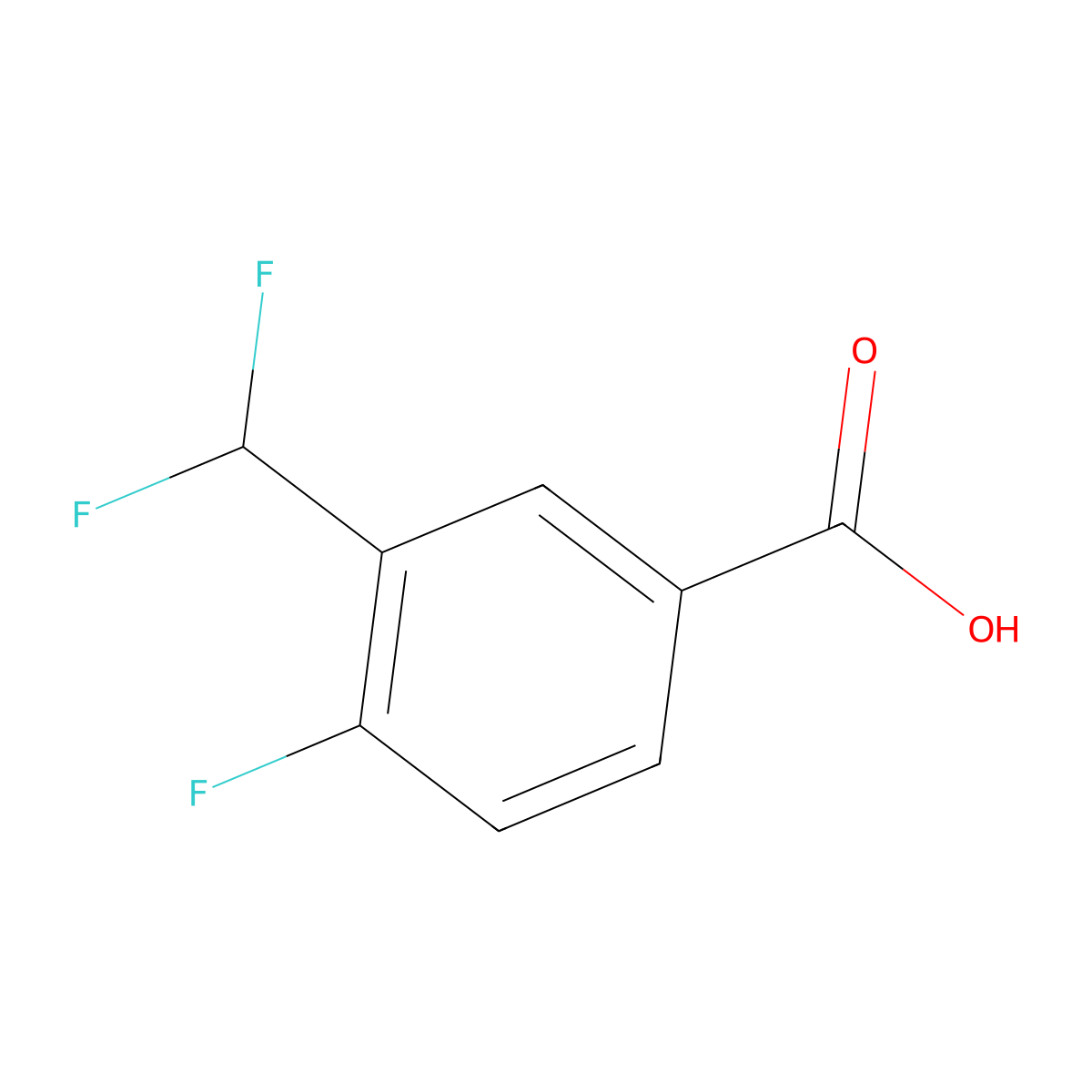 3-(Difluoromethyl)-4-fluorobenzoic acid molecular structure, CAS 1781570-25-9