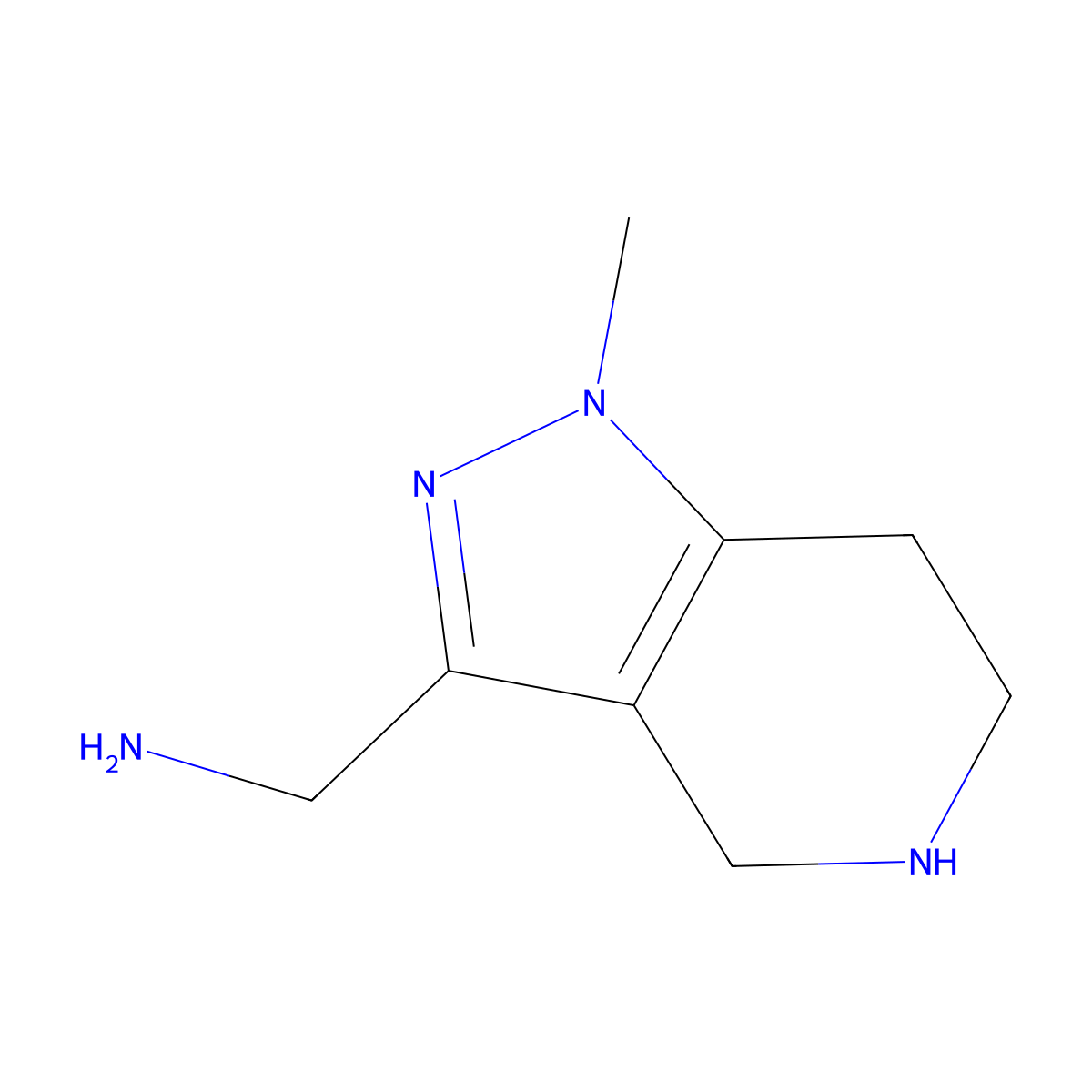 {1-methyl-1H,4H,5H,6H,7H-pyrazolo[4,3-c]pyridin-3-yl}methanamine molecular structure, CAS 1781571-85-4