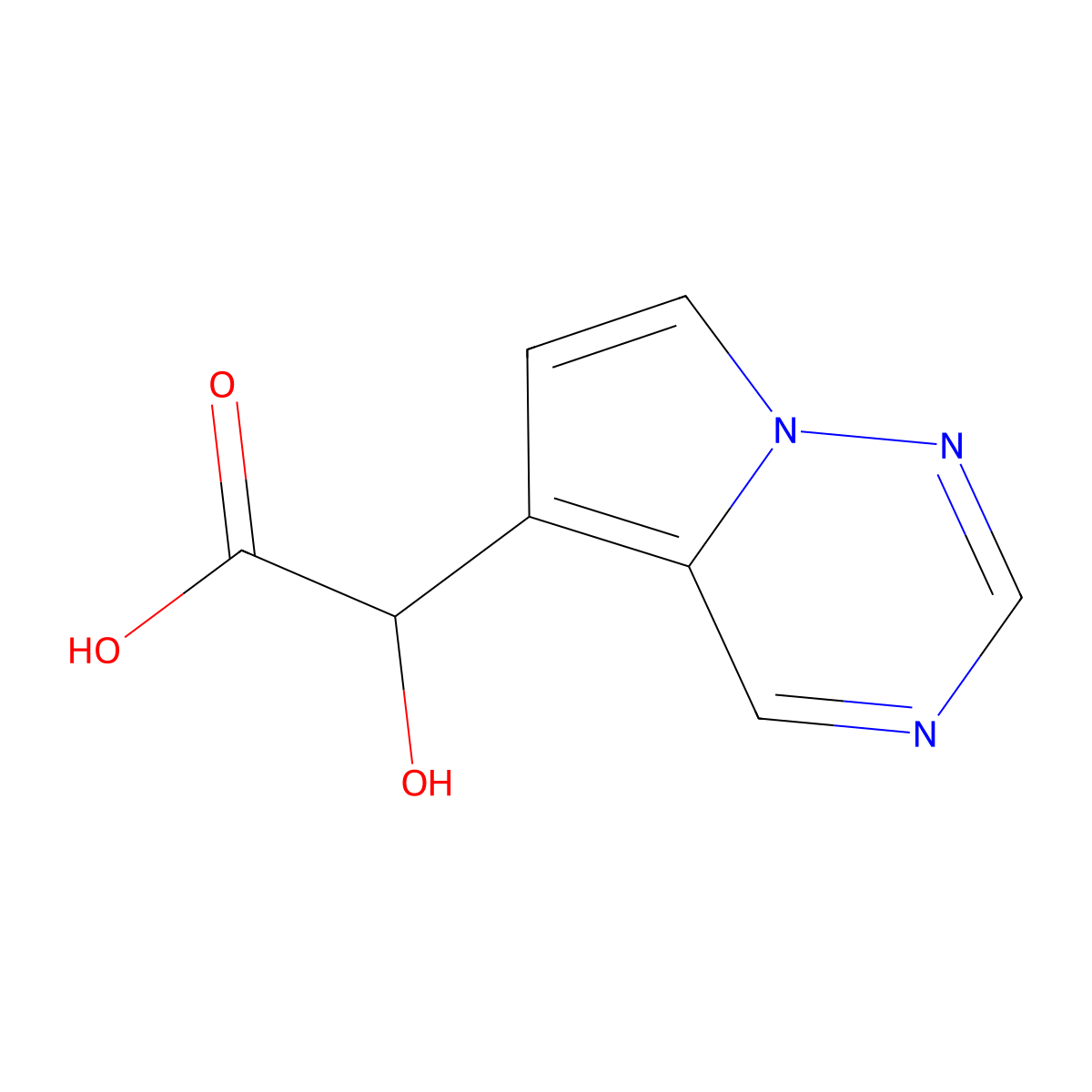 2-Hydroxy-2-{pyrrolo[2,1-f][1,2,4]triazin-5-yl}acetic acid molecular structure, CAS 1781575-45-8