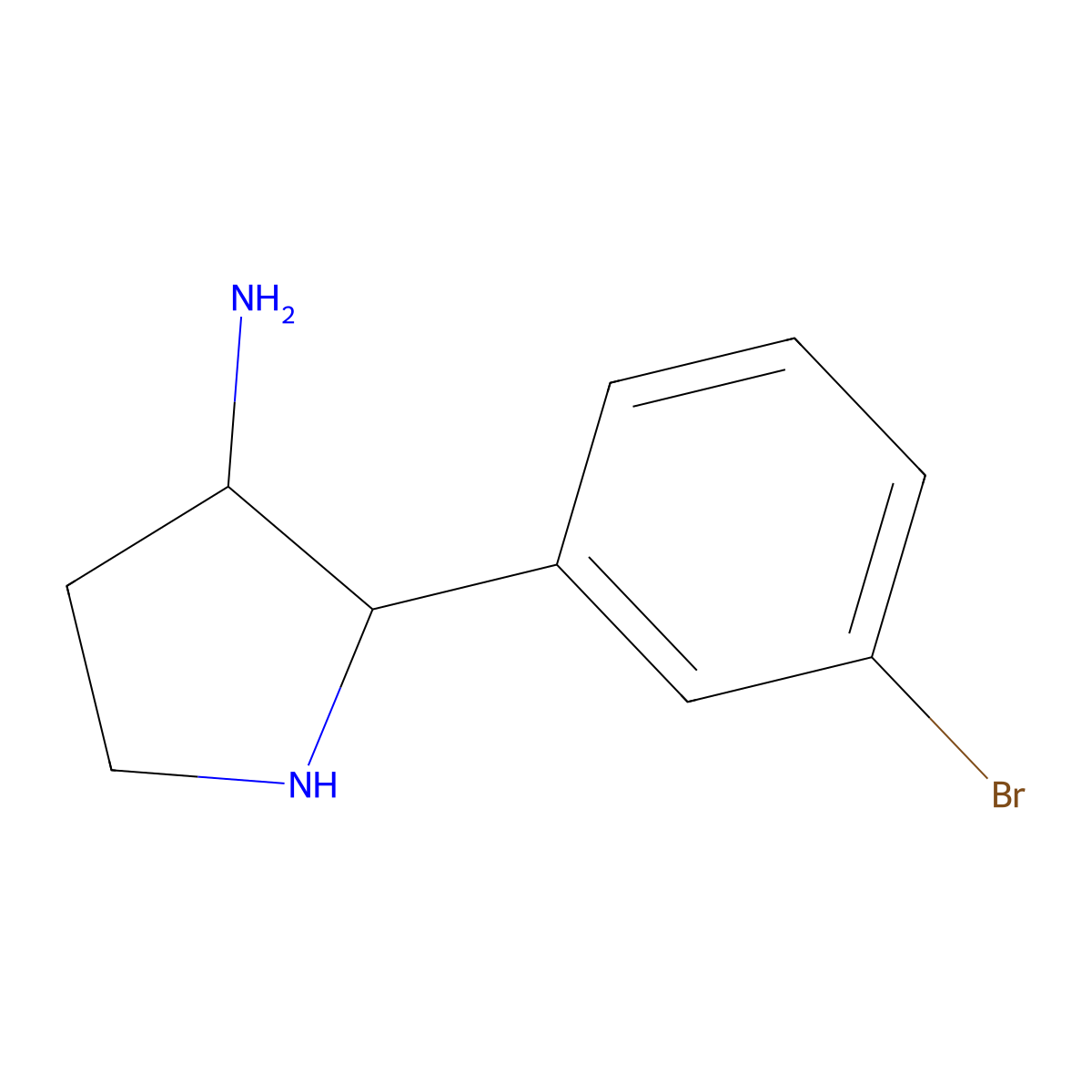 2-(3-Bromophenyl)pyrrolidin-3-amine molecular structure, CAS 1781578-78-6