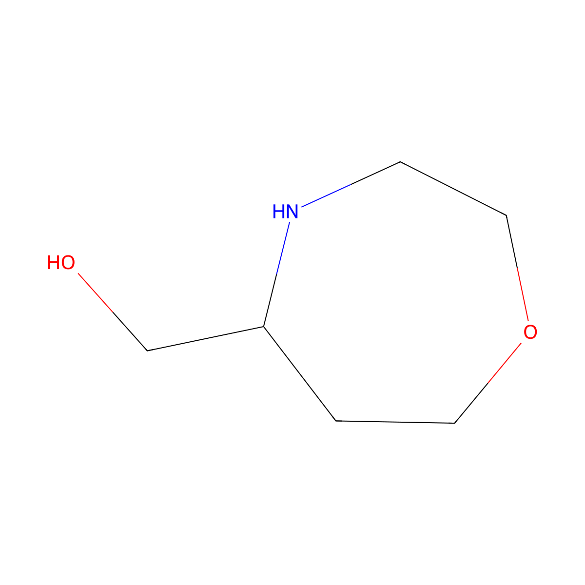 1,4-Oxazepan-5-ylmethanol molecular structure, CAS 1781580-15-1