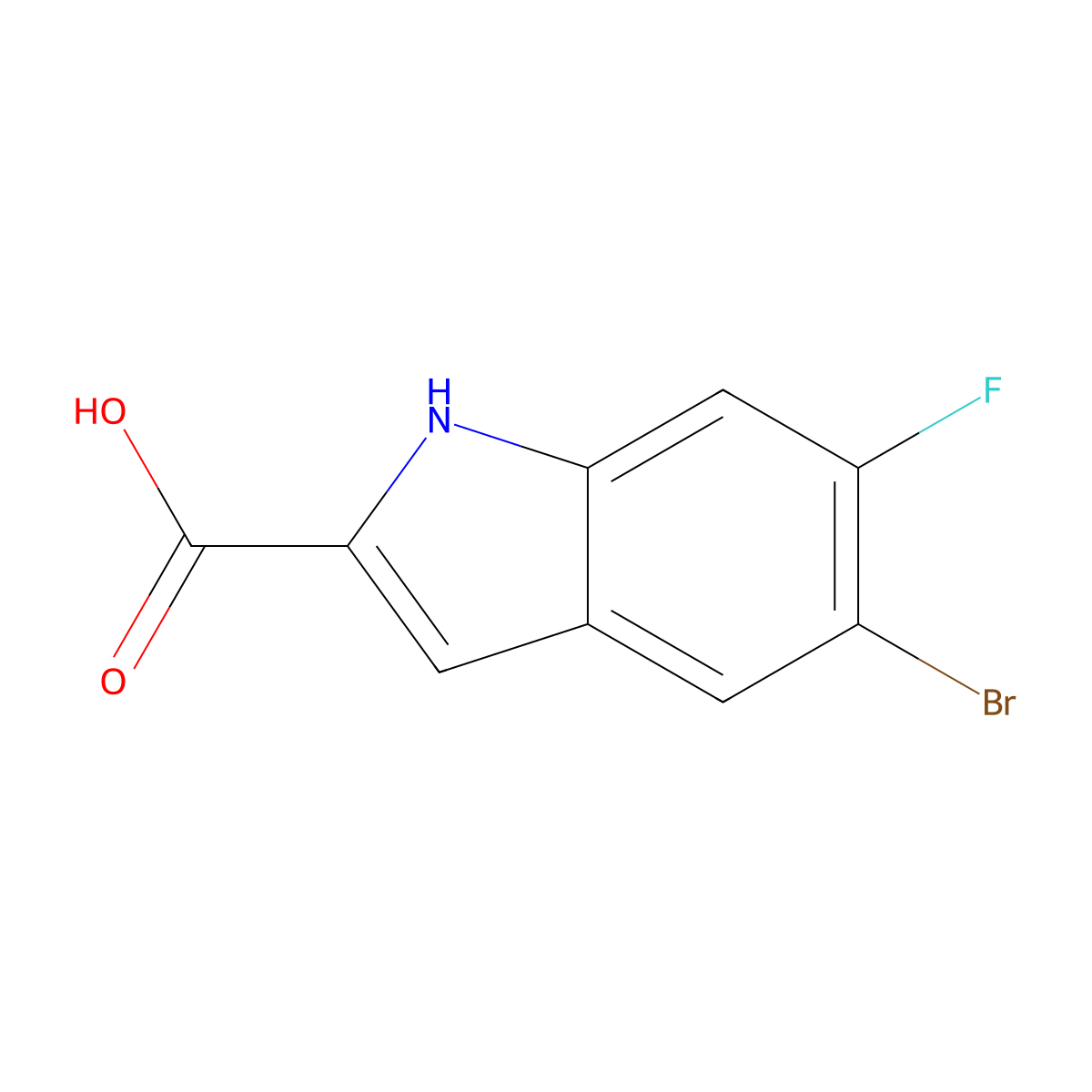 5-Bromo-6-fluoro-1H-indole-2-carboxylic acid molecular structure, CAS 1781582-42-0