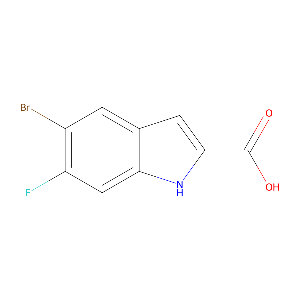 5-Bromo-6-fluoro-1H-indole-2-carboxylic acid molecular structure, CAS 1781582-42-0