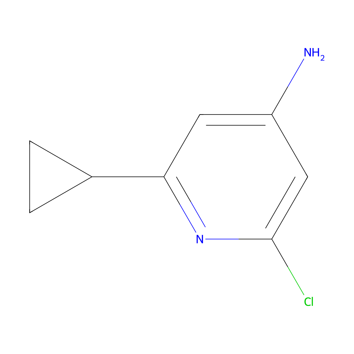 2-Chloro-6-cyclopropylpyridin-4-amine molecular structure, CAS 1781590-62-2