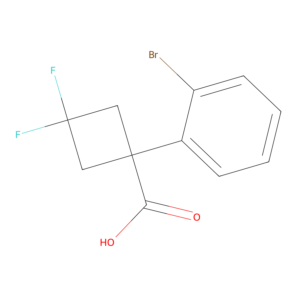 1-(2-Bromophenyl)-3,3-difluorocyclobutane-1-carboxylic acid molecular structure, CAS 1781595-45-6