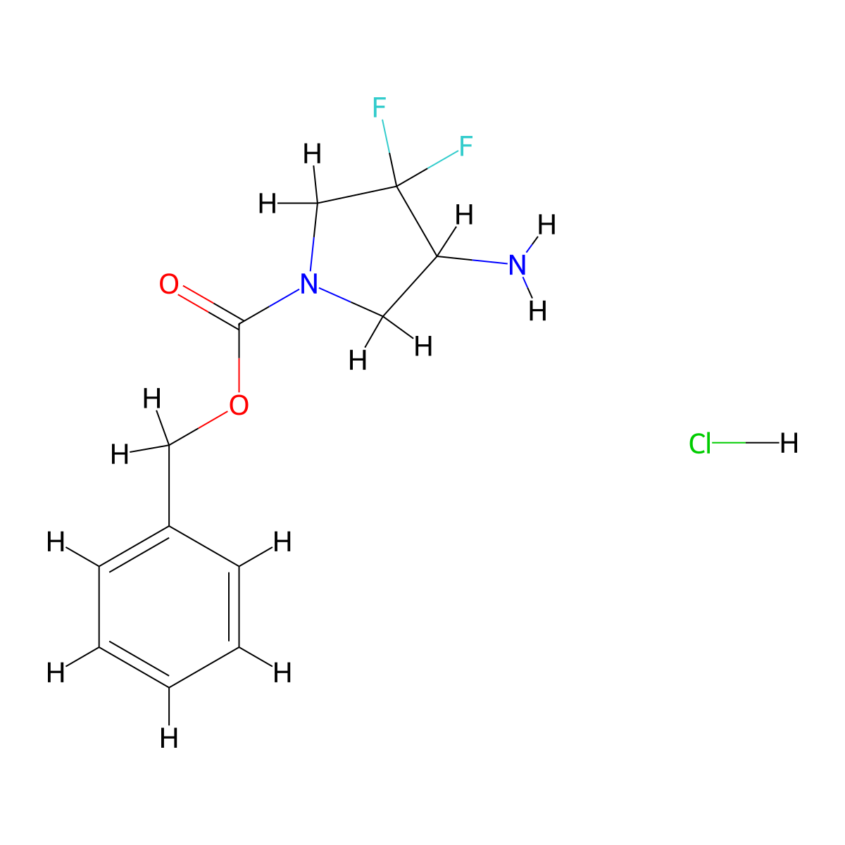 Benzyl 4-amino-3,3-difluoropyrrolidine-1-carboxylate hydrochloride molecular structure, CAS 1781600-48-3