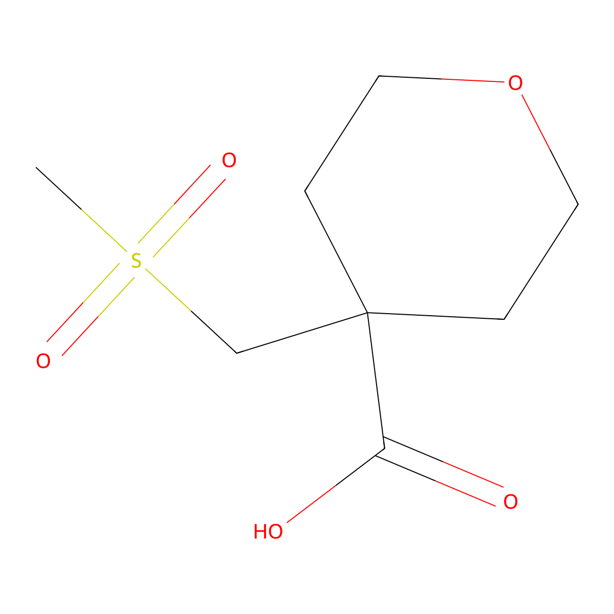4-(Methanesulfonylmethyl)oxane-4-carboxylic acid molecular structure, CAS 1781605-98-8