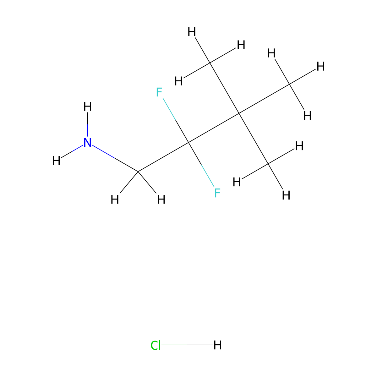 2,2-Difluoro-3,3-dimethylbutan-1-amine hydrochloride molecular structure, CAS 1781610-28-3