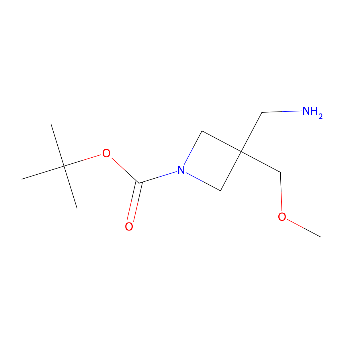 Tert-butyl 3-(aminomethyl)-3-(methoxymethyl)azetidine-1-carboxylate molecular structure, CAS 1781613-26-0