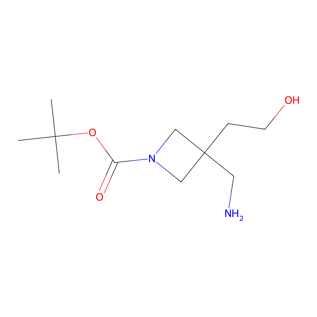 Tert-butyl 3-(aminomethyl)-3-(2-hydroxyethyl)azetidine-1-carboxylate molecular structure, CAS 1781613-52-2
