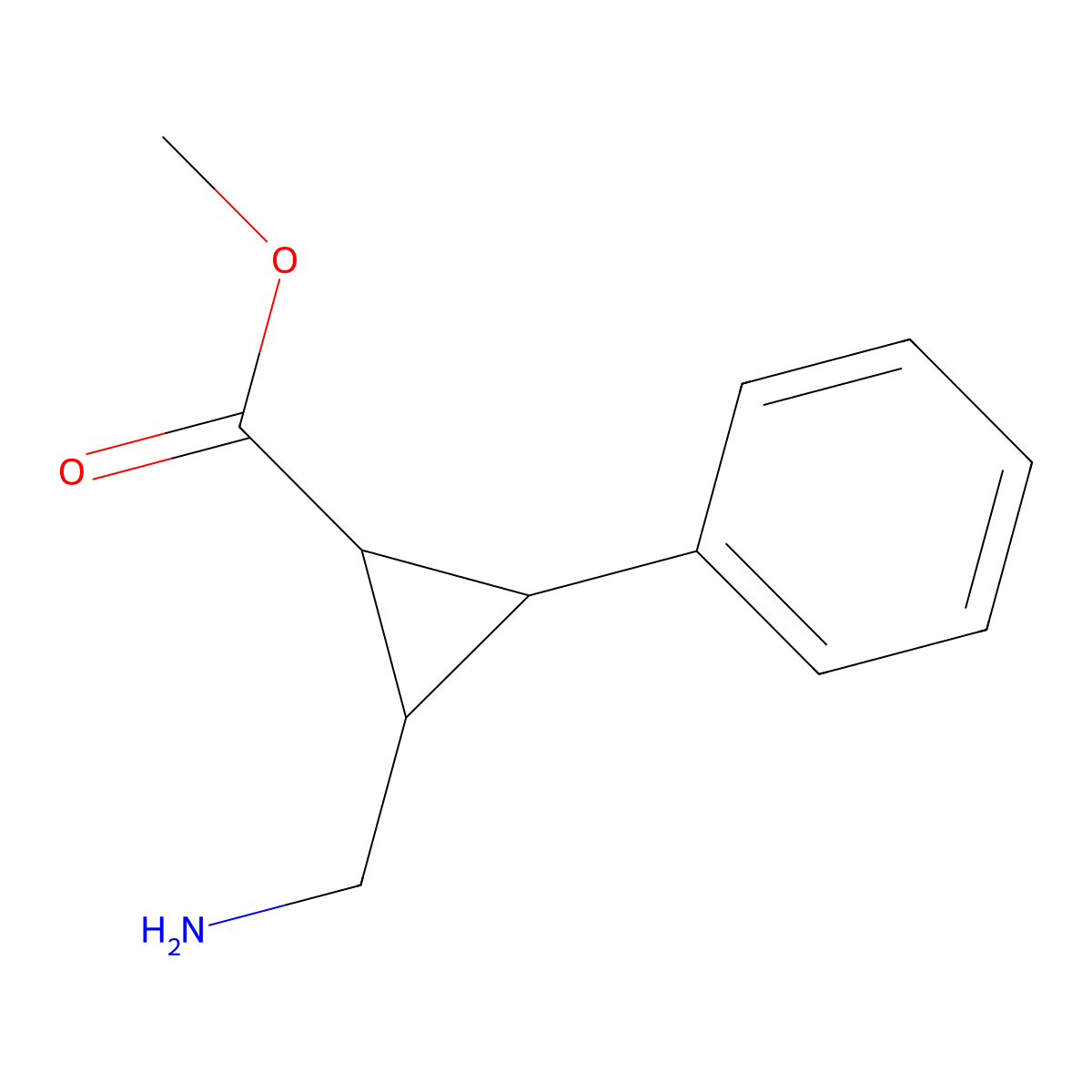 Methyl 2-(aminomethyl)-3-phenylcyclopropane-1-carboxylate molecular structure, CAS 1781624-53-0