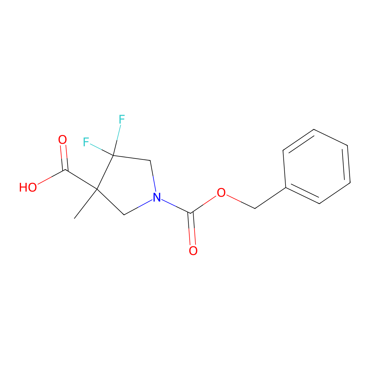 1-[(Benzyloxy)carbonyl]-4,4-difluoro-3-methylpyrrolidine-3-carboxylic acid molecular structure, CAS 1781624-66-5