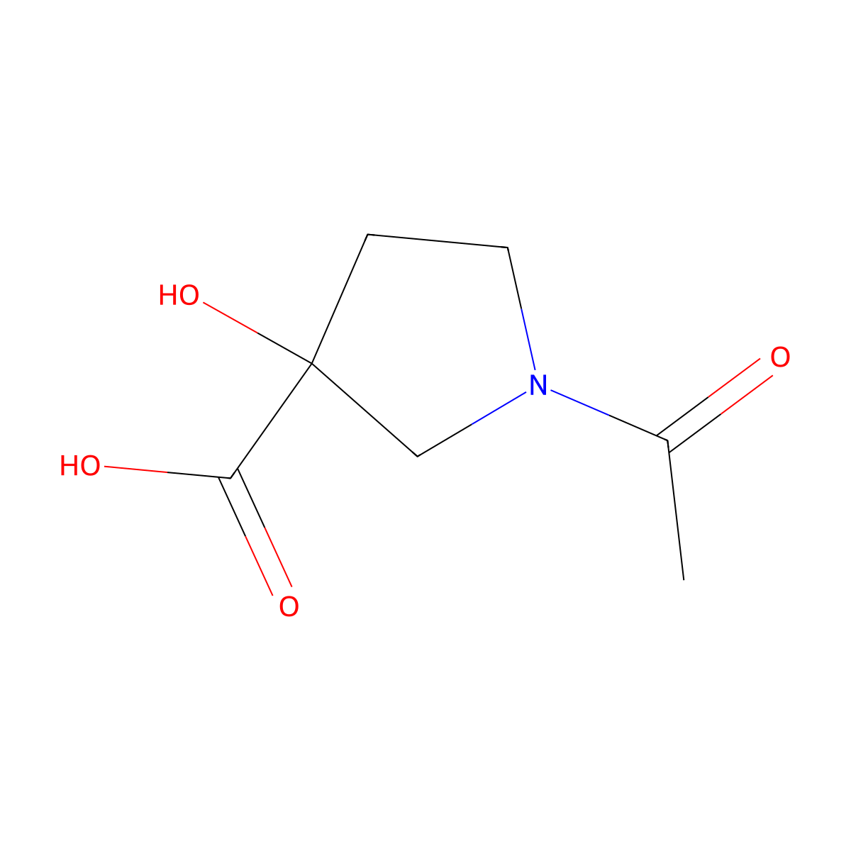 1-Acetyl-3-hydroxypyrrolidine-3-carboxylic acid molecular structure, CAS 1781626-06-9