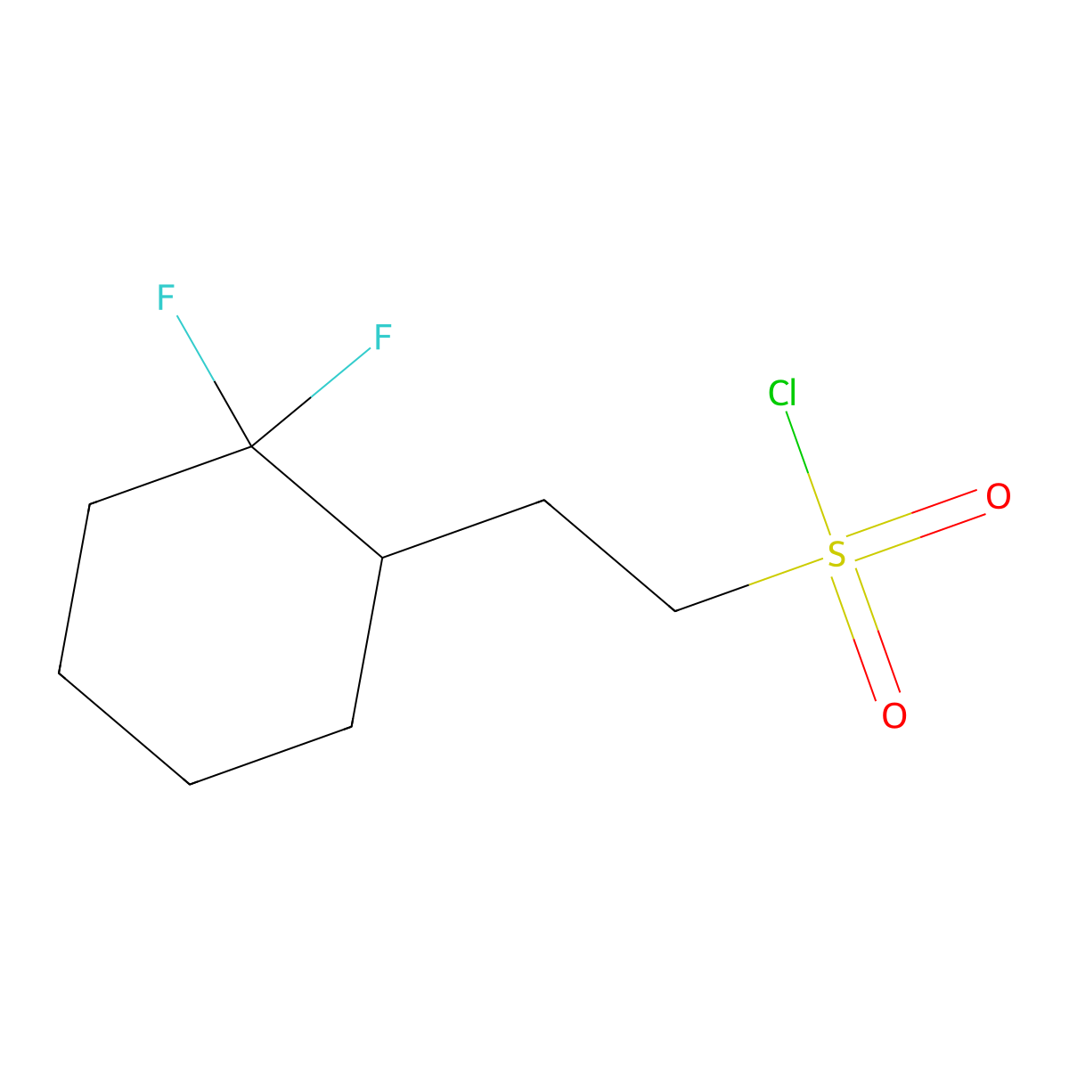 2-(2,2-Difluorocyclohexyl)ethane-1-sulfonyl chloride molecular structure, CAS 1781627-65-3