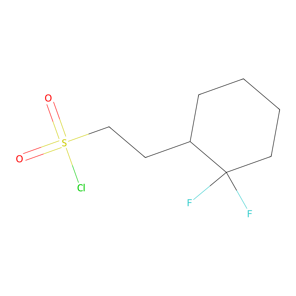 2-(2,2-Difluorocyclohexyl)ethane-1-sulfonyl chloride molecular structure, CAS 1781627-65-3