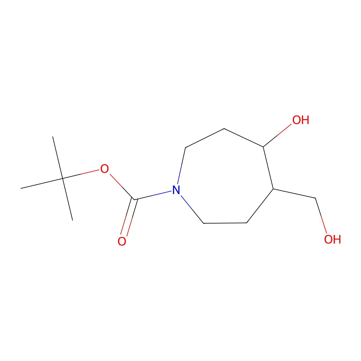 Tert-butyl4-hydroxy-5-(hydroxymethyl)azepane-1-carboxylate molecular structure, CAS 1781630-11-2