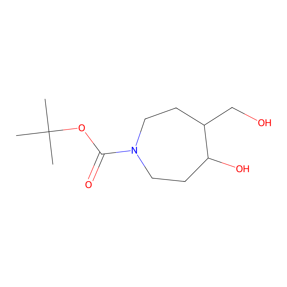 Tert-butyl4-hydroxy-5-(hydroxymethyl)azepane-1-carboxylate molecular structure, CAS 1781630-11-2