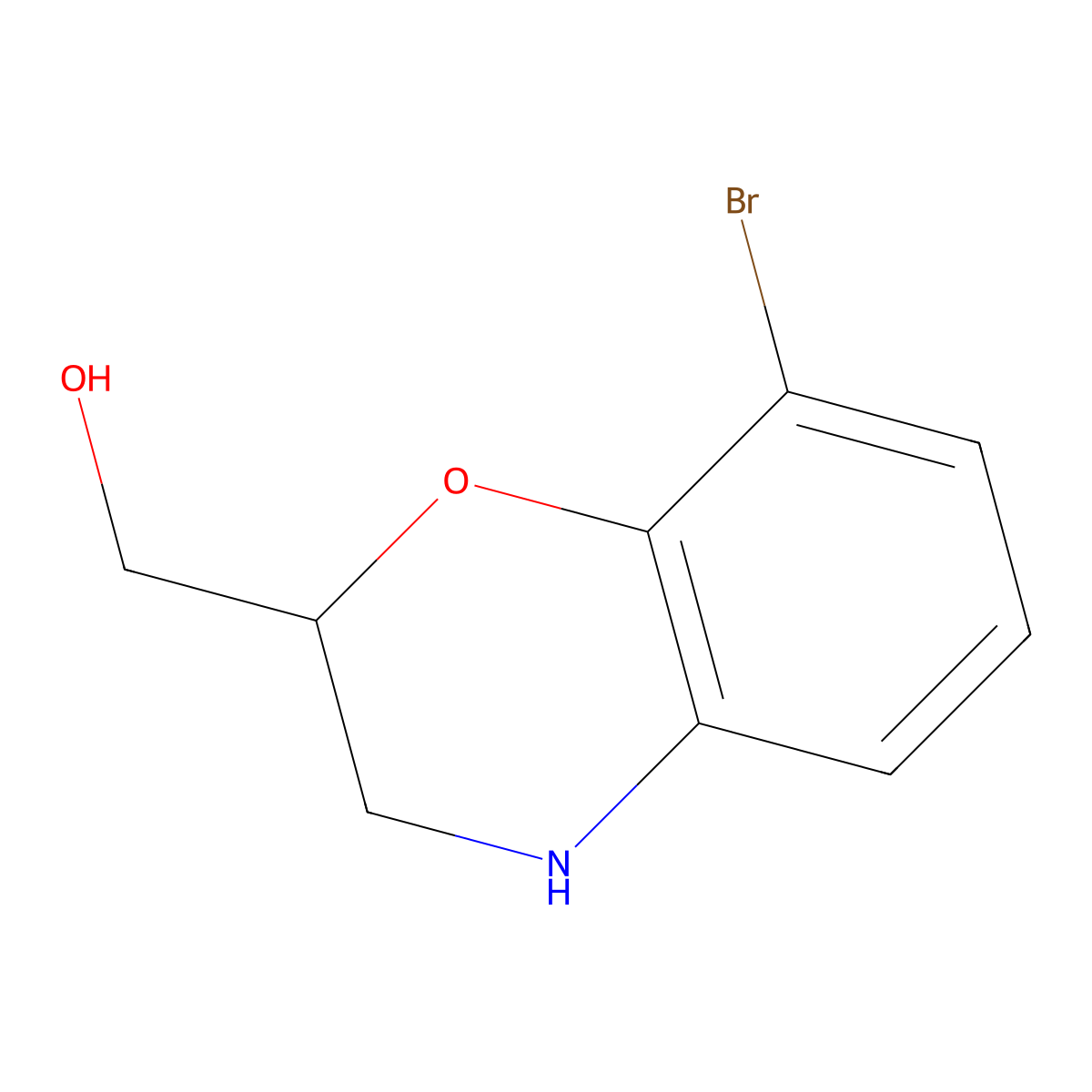 (8-bromo-3,4-dihydro-2H-1,4-benzoxazin-2-yl)methanol molecular structure, CAS 1781631-82-0