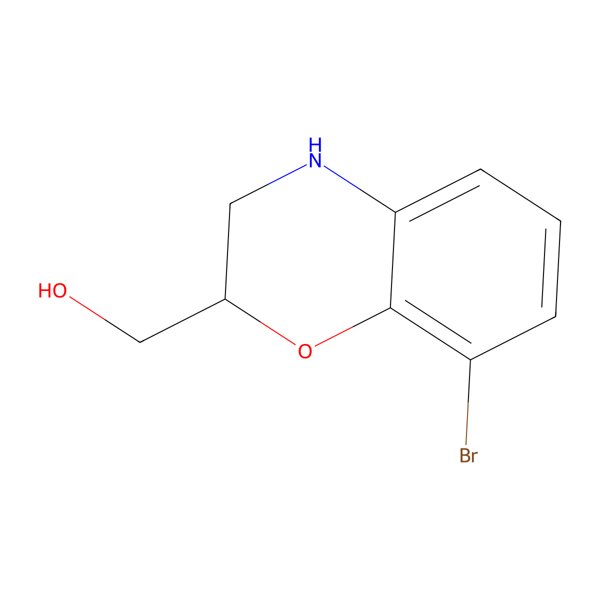 (8-bromo-3,4-dihydro-2H-1,4-benzoxazin-2-yl)methanol molecular structure, CAS 1781631-82-0