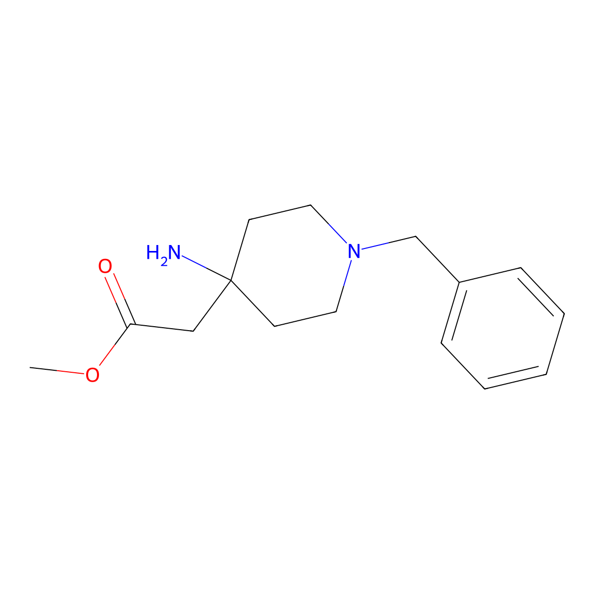 Methyl 2-(4-amino-1-benzylpiperidin-4-yl)acetate molecular structure, CAS 1781632-45-8