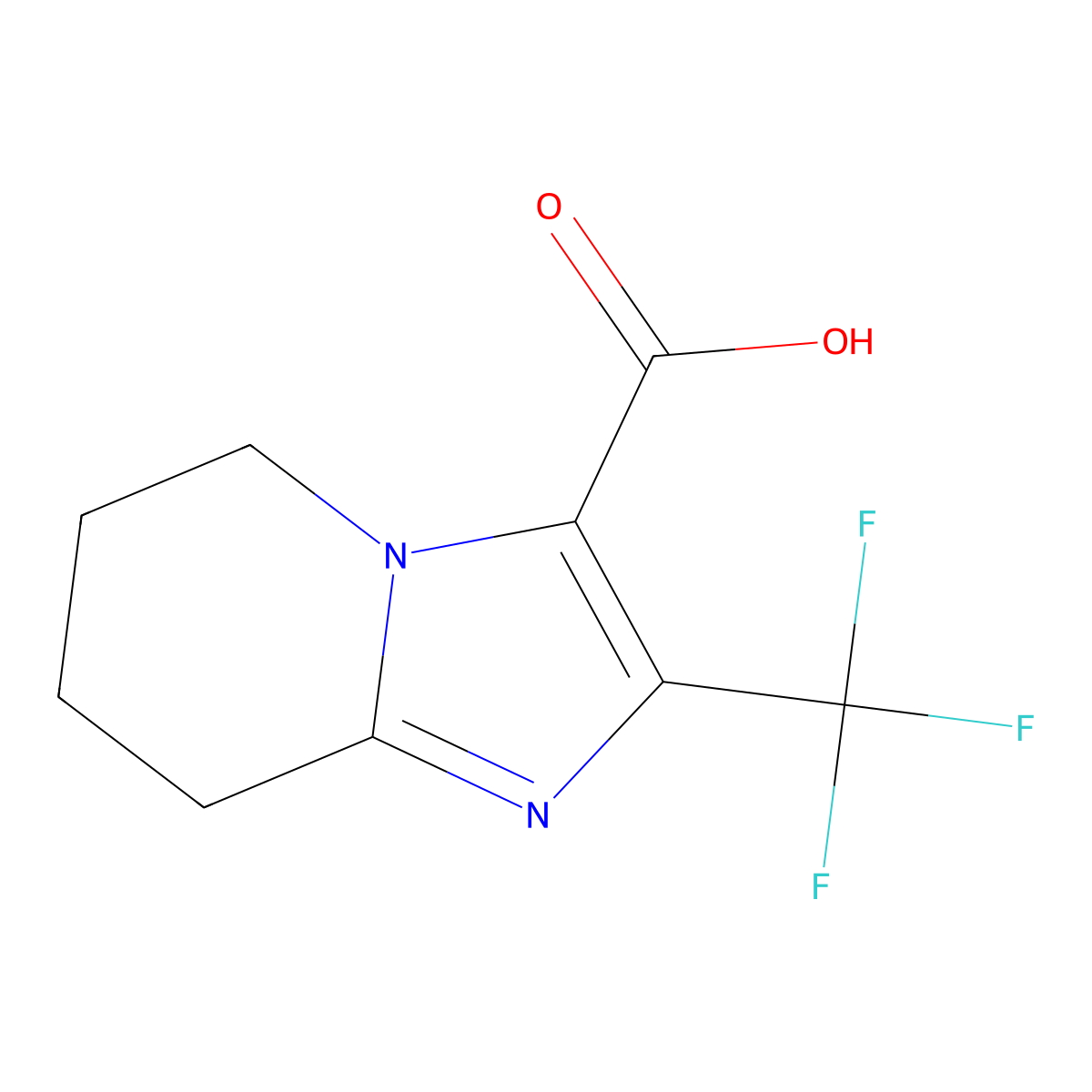2-(trifluoromethyl)-5H,6H,7H,8H-imidazo[1,2-a]pyridine-3-carboxylic acid molecular structure, CAS 1781636-40-5