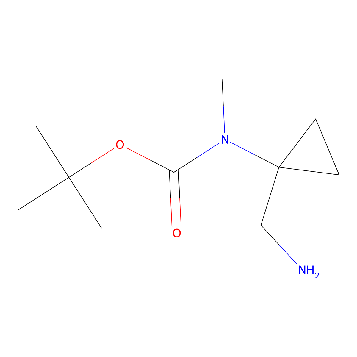 Tert-butyl N-[1-(aminomethyl)cyclopropyl]-N-methylcarbamate molecular structure, CAS 1781640-34-3