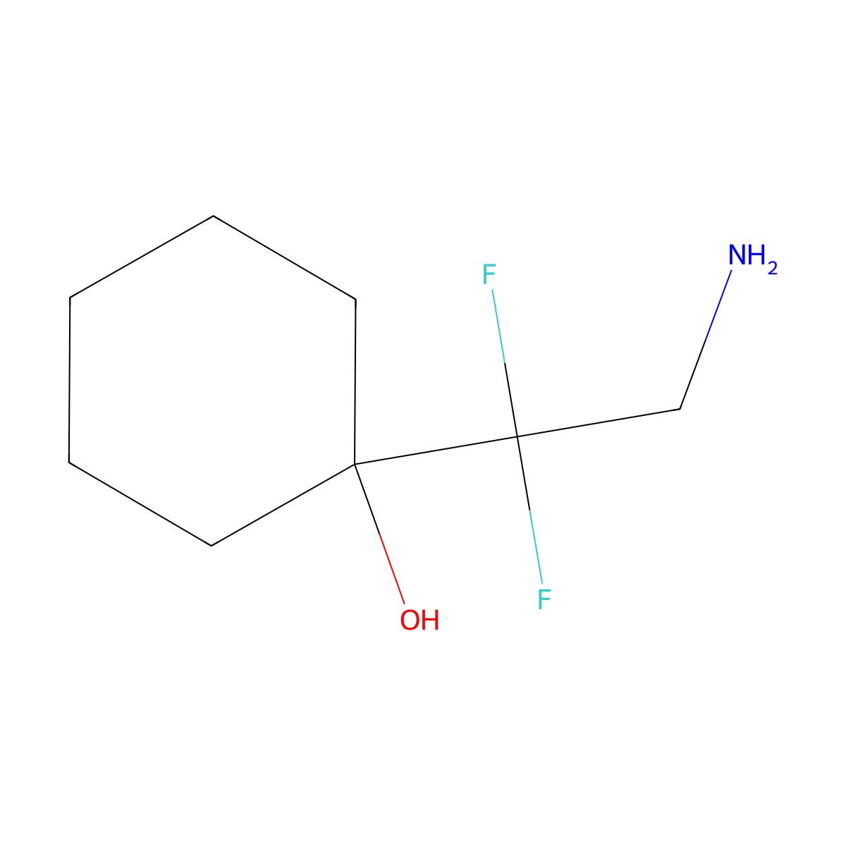 1-(2-Amino-1,1-difluoroethyl)cyclohexan-1-ol molecular structure, CAS 1781641-58-4