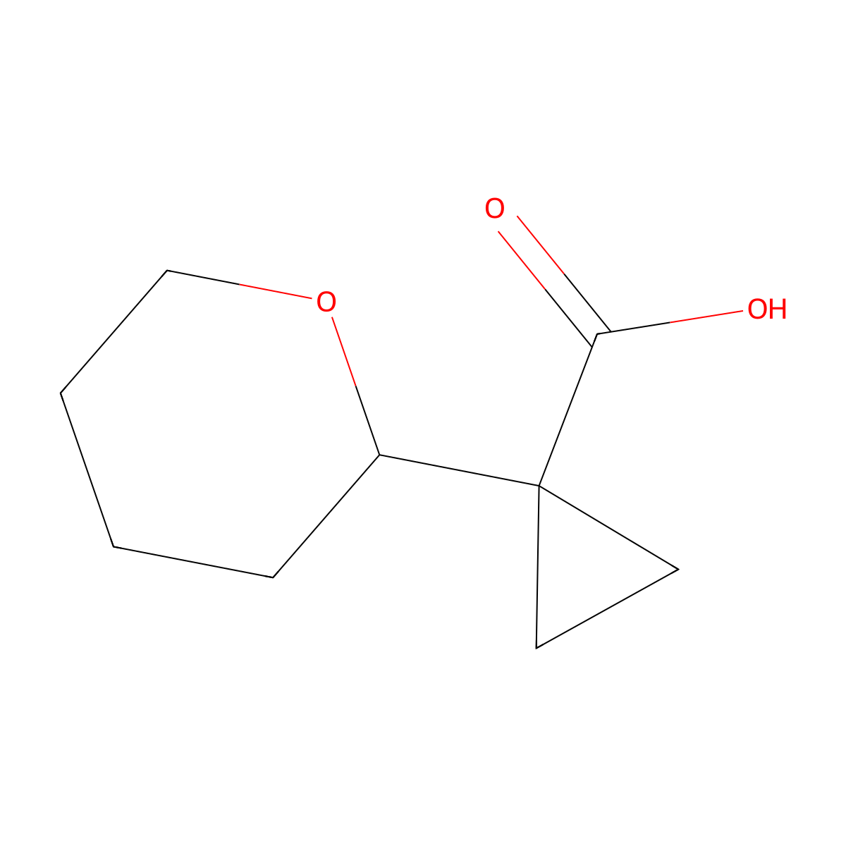 1-(Oxan-2-yl)cyclopropane-1-carboxylic acid molecular structure, CAS 1781643-14-8