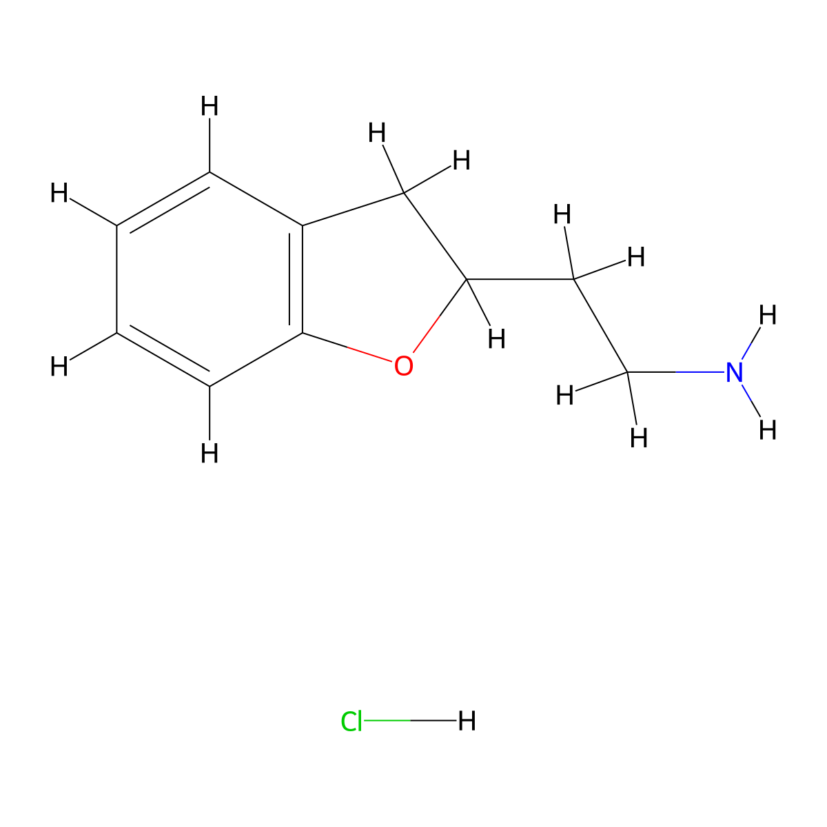 2-(2,3-Dihydro-1-benzofuran-2-yl)ethan-1-amine hydrochloride molecular structure, CAS 1781645-25-7