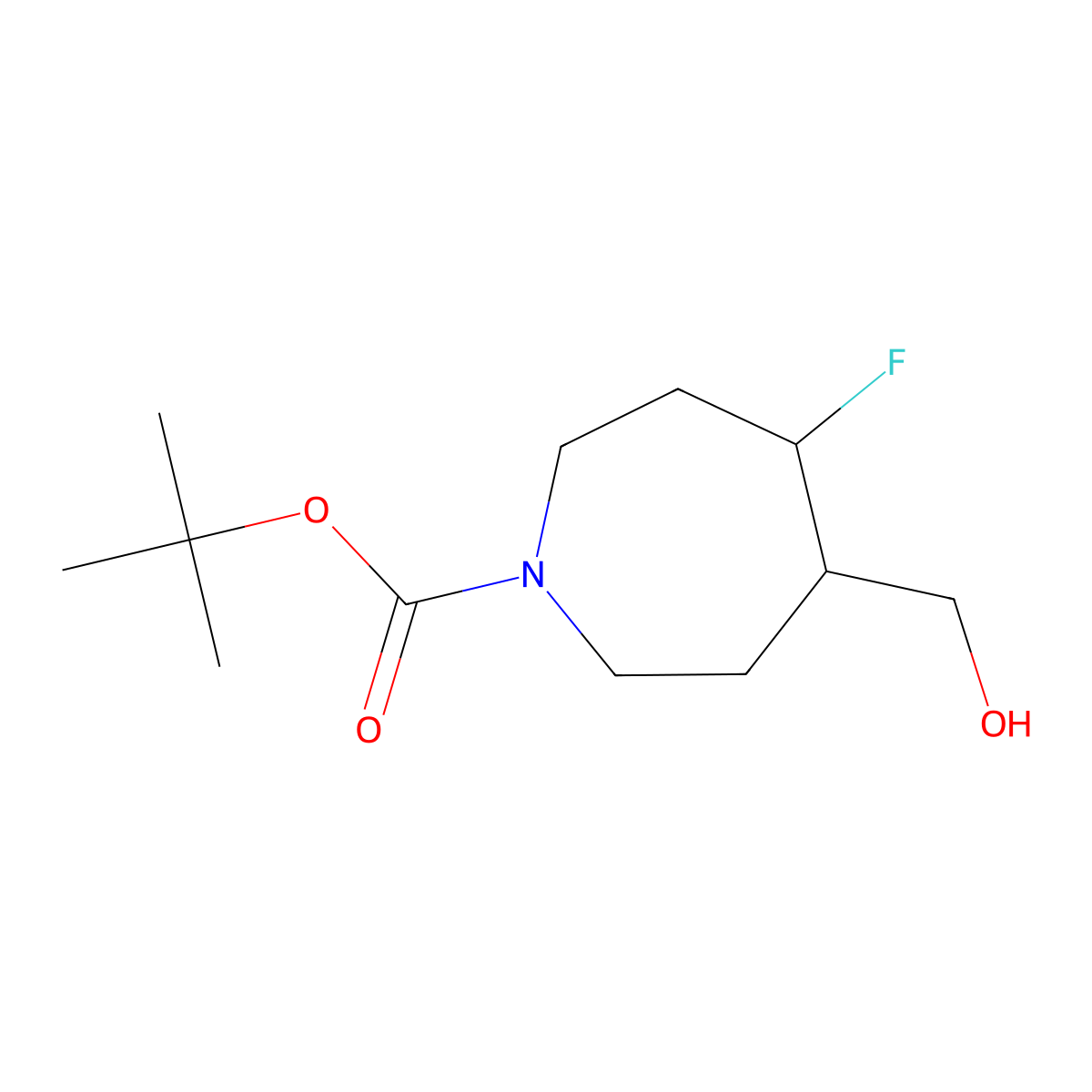 tert-Butyl 4-fluoro-5-(hydroxymethyl)azepane-1-carboxylate molecular structure, CAS 1781648-48-3