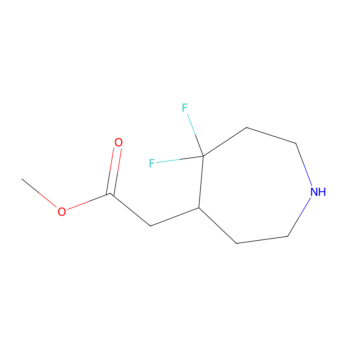 Methyl 2-(5,5-difluoroazepan-4-yl)acetate molecular structure, CAS 1781648-91-6