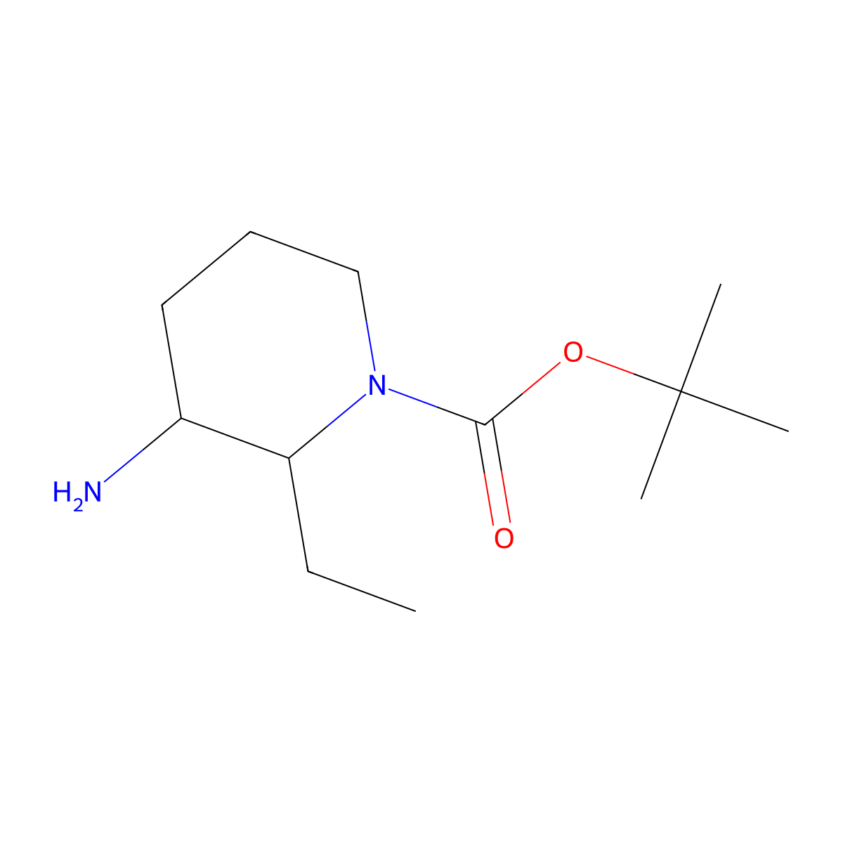 Tert-butyl 3-amino-2-ethylpiperidine-1-carboxylate molecular structure, CAS 1781649-09-9