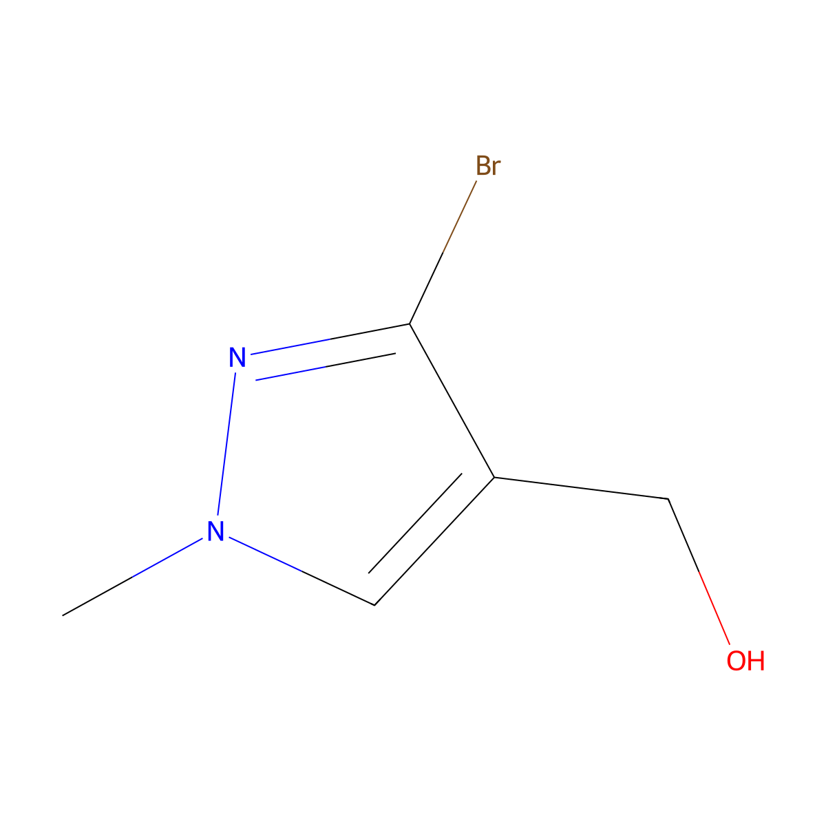 (3-bromo-1-methyl-1H-pyrazol-4-yl)methanol molecular structure, CAS 1781654-27-0