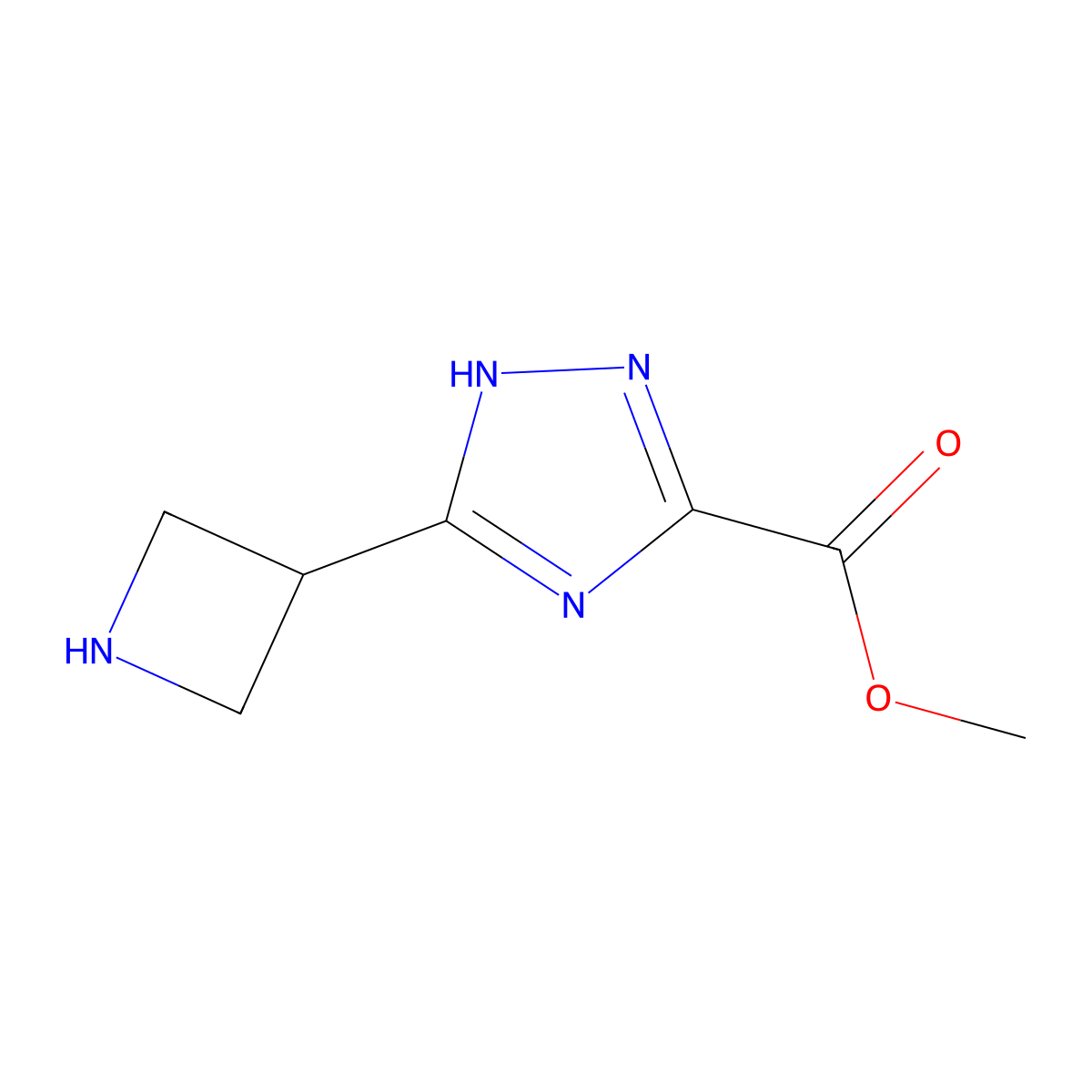 methyl 3-(azetidin-3-yl)-1H-1,2,4-triazole-5-carboxylate molecular structure, CAS 1781656-34-5