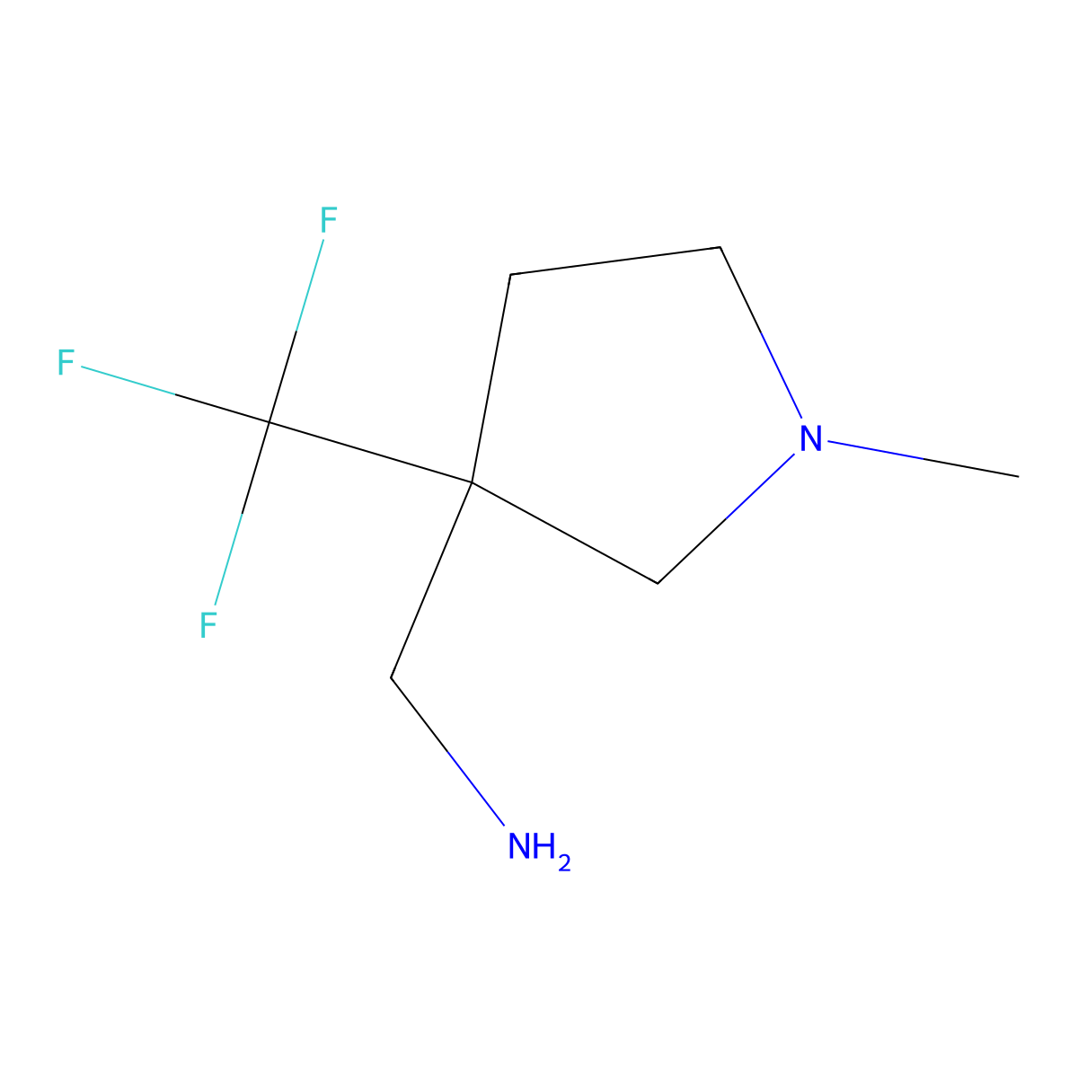 [1-Methyl-3-(trifluoromethyl)pyrrolidin-3-yl]methanamine molecular structure, CAS 1781656-41-4