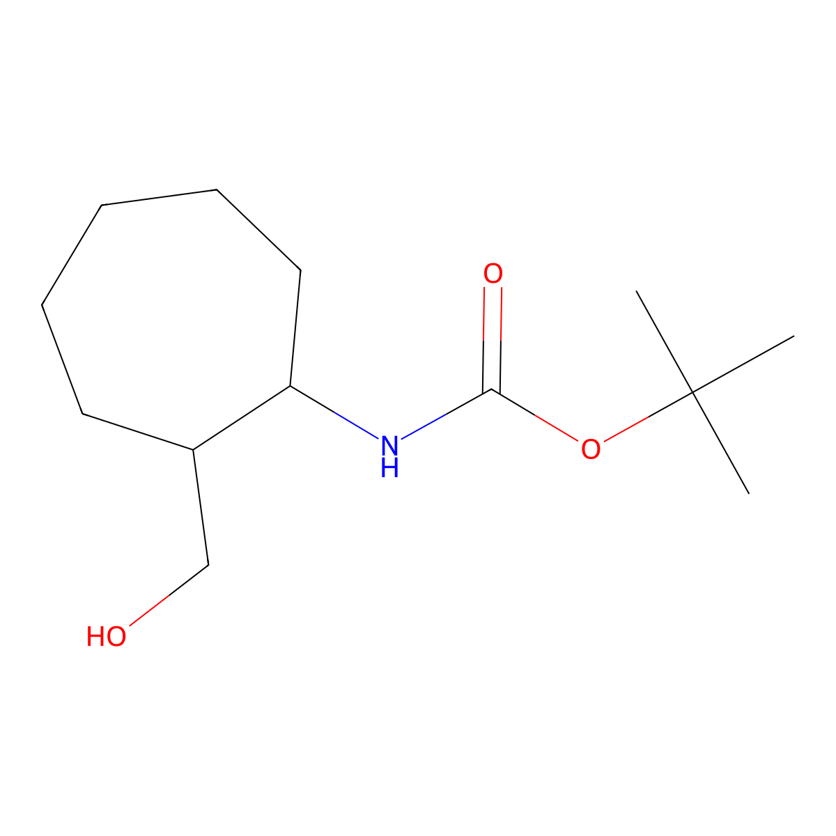 tert-butyl N-[2-(hydroxymethyl)cycloheptyl]carbamate molecular structure, CAS 1781660-44-3