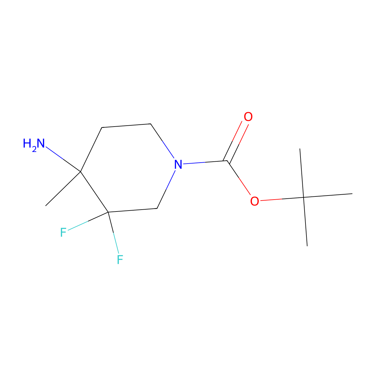 Tert-butyl 4-amino-3,3-difluoro-4-methyl-piperidine-1-carboxylate molecular structure, CAS 1781661-06-0