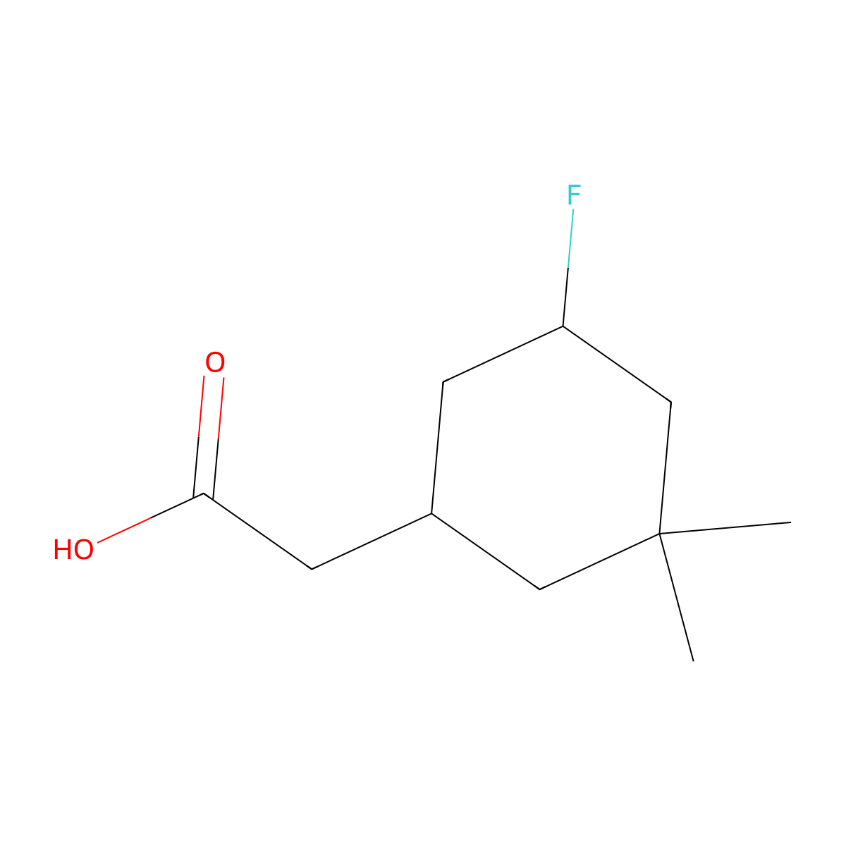 2-(5-Fluoro-3,3-dimethylcyclohexyl)acetic acid molecular structure, CAS 1781661-65-1