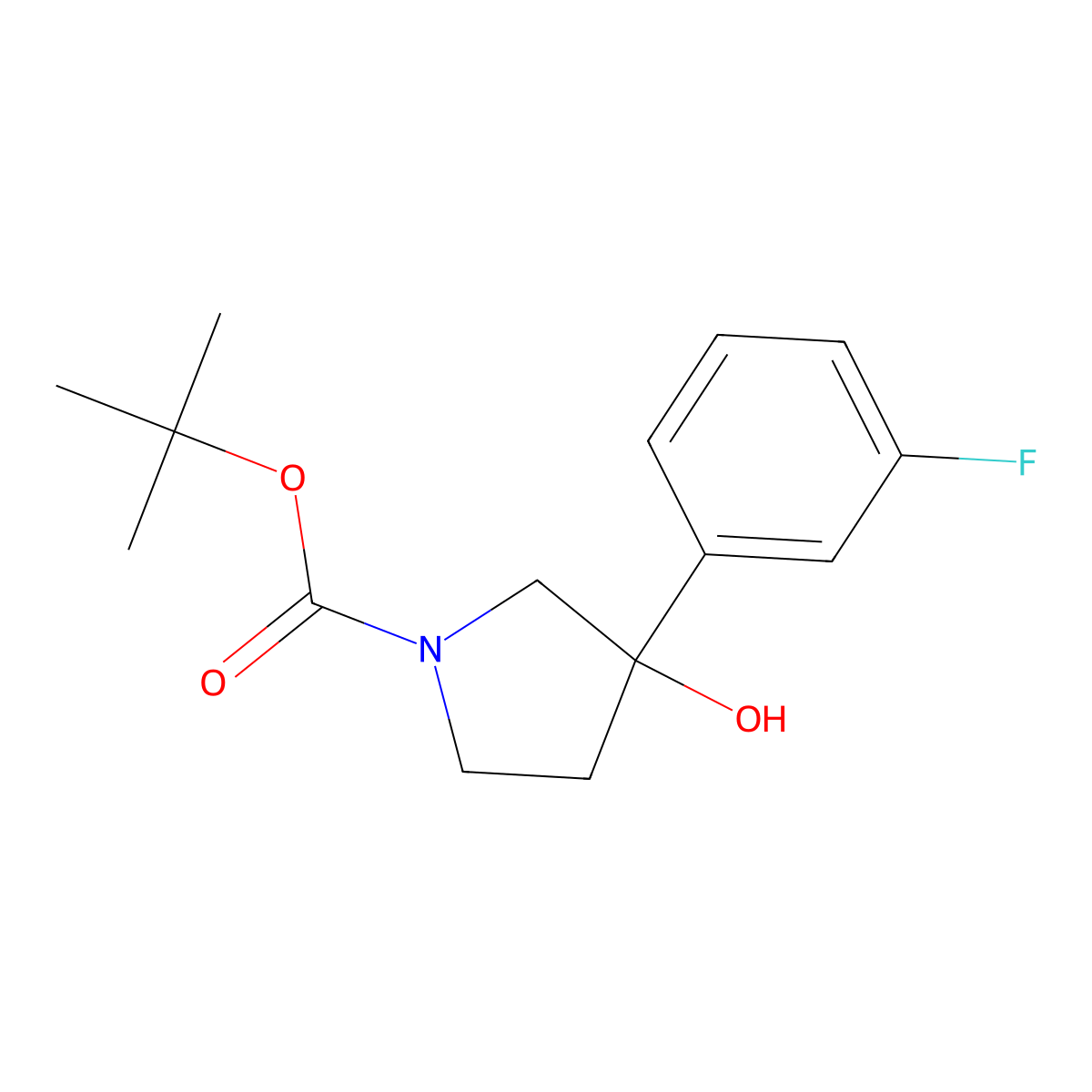 Tert-butyl 3-(3-fluorophenyl)-3-hydroxypyrrolidine-1-carboxylate molecular structure, CAS 1781663-64-6