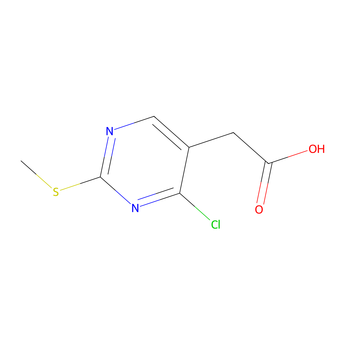2-(4-Chloro-2-(methylthio)pyrimidin-5-YL)acetic acid molecular structure, CAS 1781663-97-5