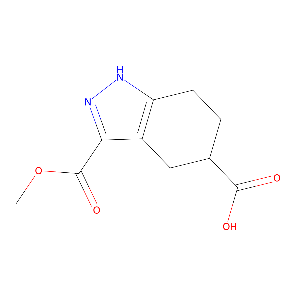 3-(methoxycarbonyl)-4,5,6,7-tetrahydro-1H-indazole-5-carboxylic acid molecular structure, CAS 1781666-28-1