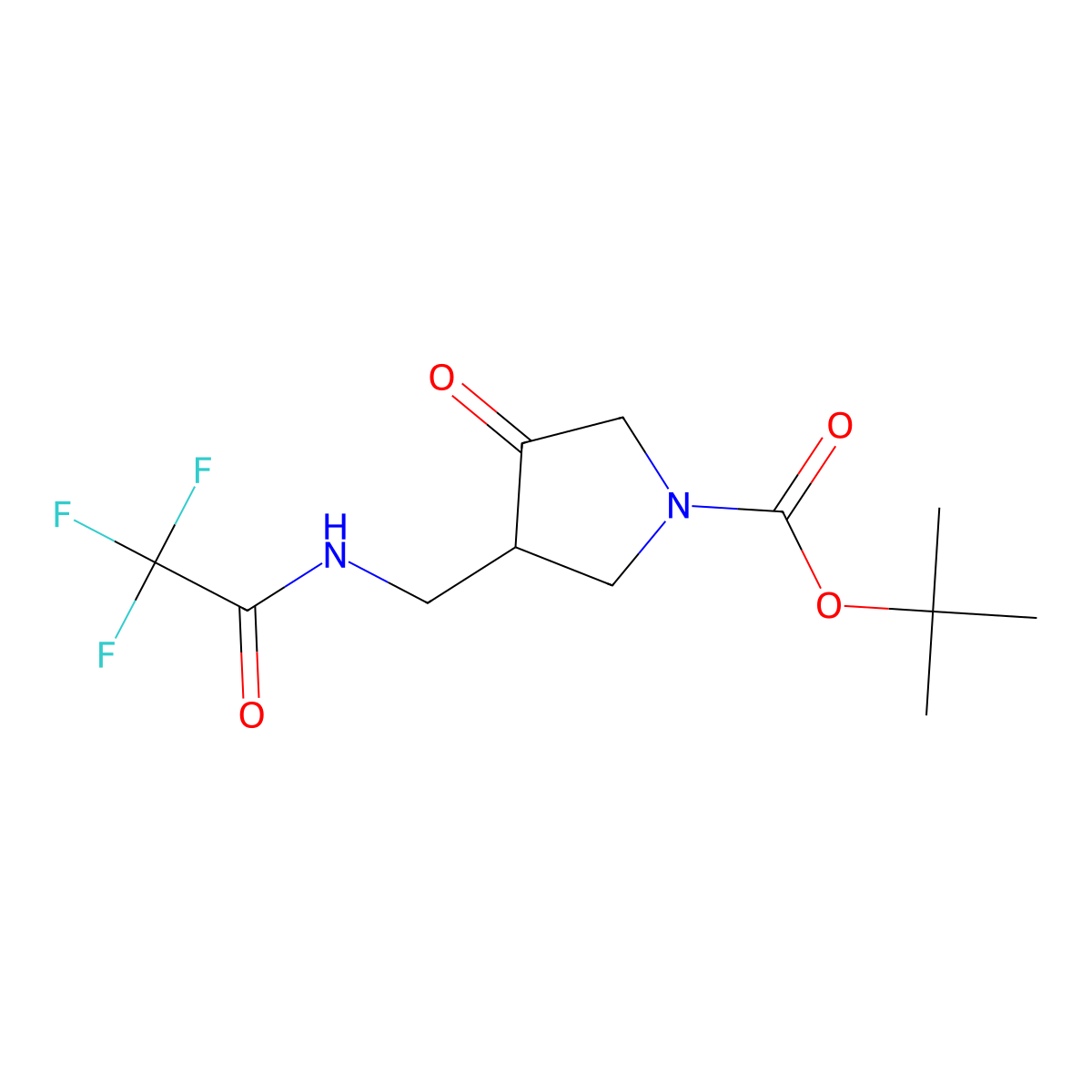 tert-Butyl 3-oxo-4-((2,2,2-trifluoroacetamido)methyl)pyrrolidine-1-carboxylate molecular structure, CAS 1781668-43-6