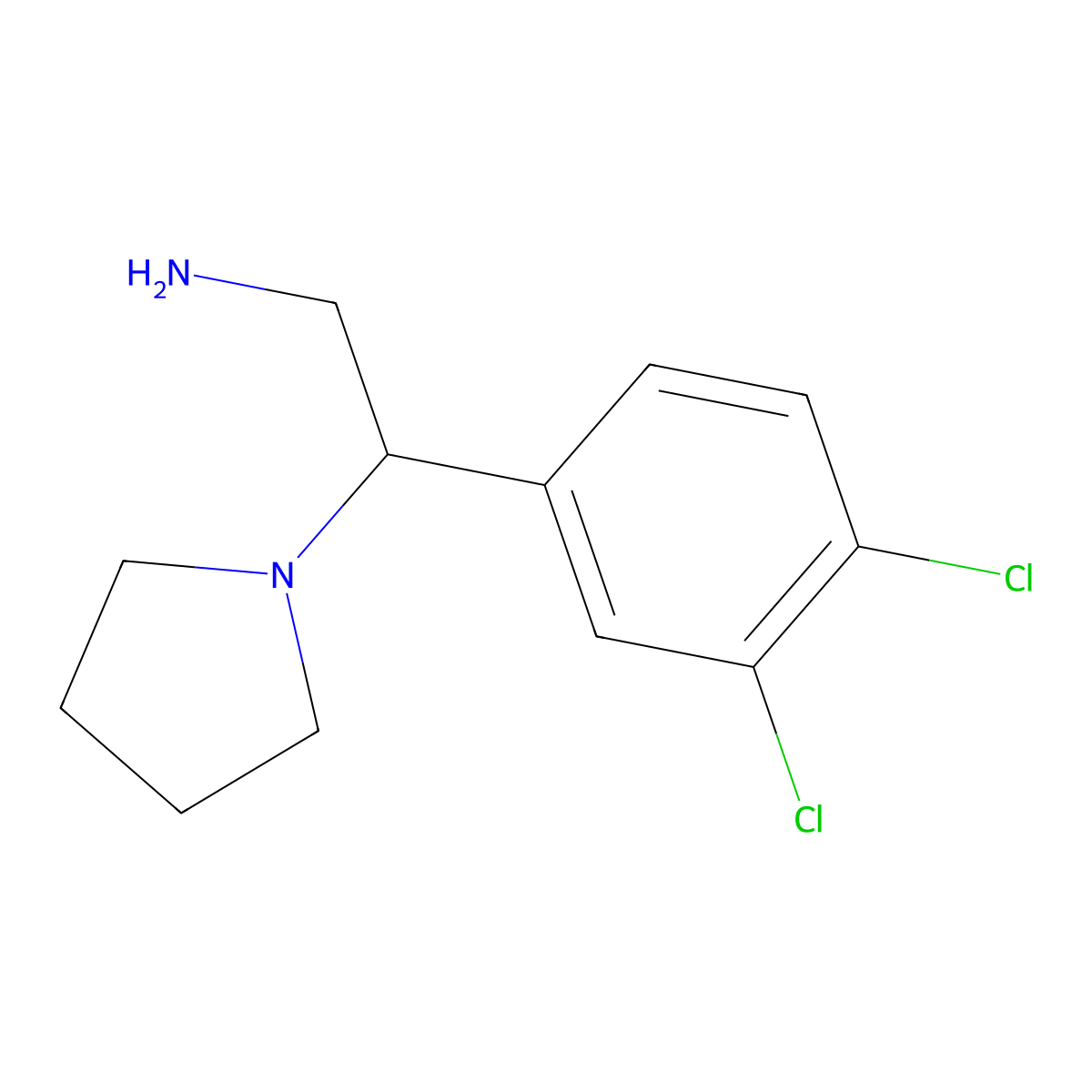 2-(3,4-Dichlorophenyl)-2-pyrrolidin-1-ylethanamine molecular structure, CAS 178167-17-4