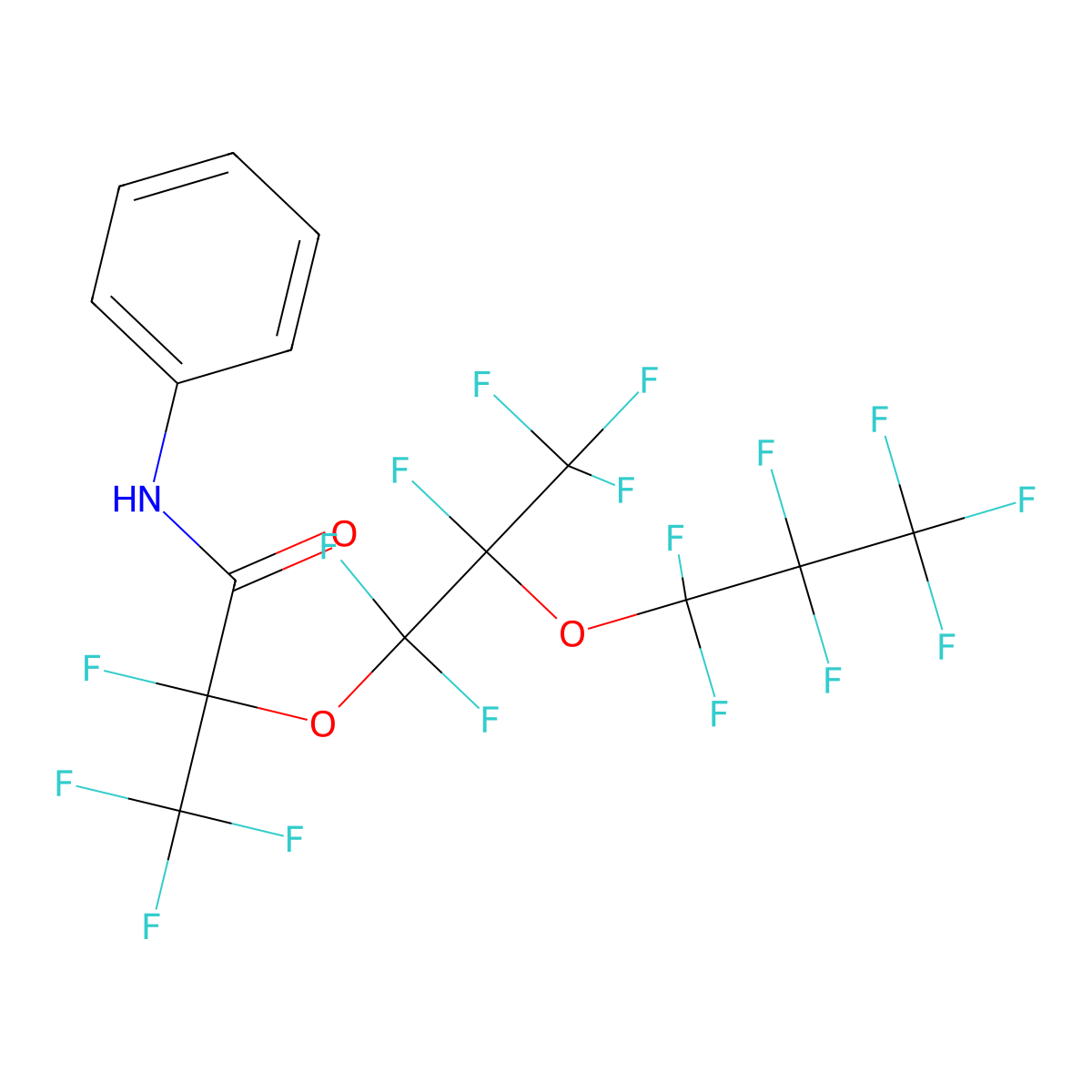 2,3,3,3-tetrafluoro-2-[1,1,2,3,3,3-hexafluoro-2-(1,1,2,2,3,3,3-heptafluoropropoxy)propoxy]-N-phenylpropanamide molecular structure, CAS 178167-74-3