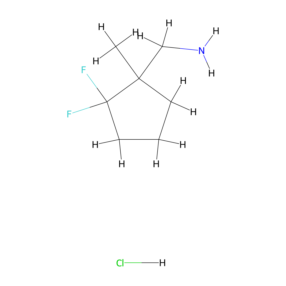(2,2-Difluoro-1-methylcyclopentyl)methanamine hydrochloride molecular structure, CAS 1781677-46-0